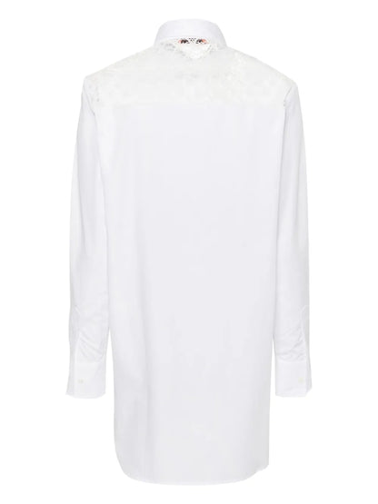 Lace-Panels Cotton Shirt