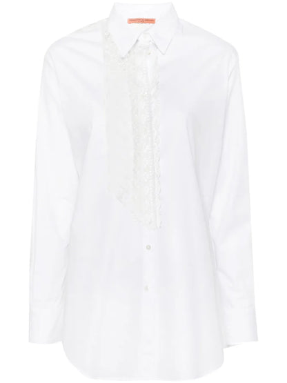Lace-Panels Cotton Shirt