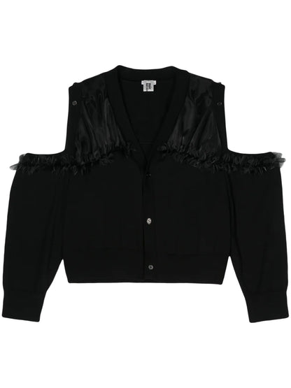 Ruffle-Detail Wool Cardigan