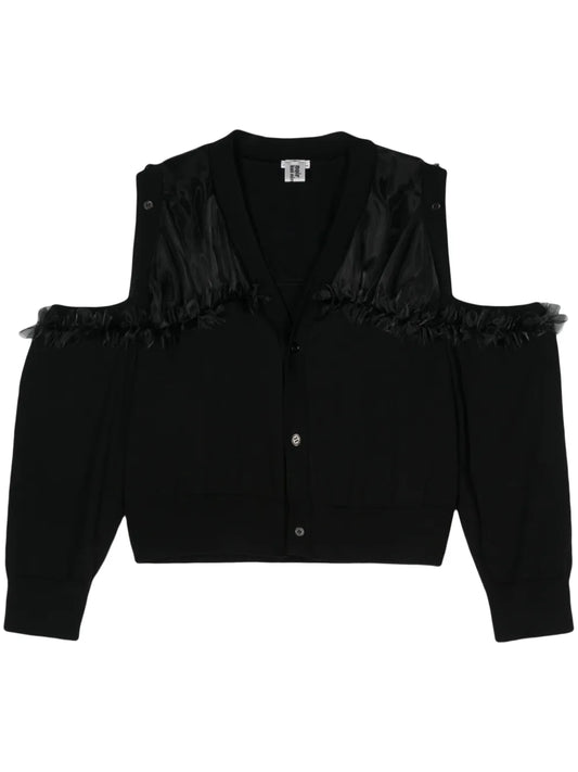 Ruffle-Detail Wool Cardigan