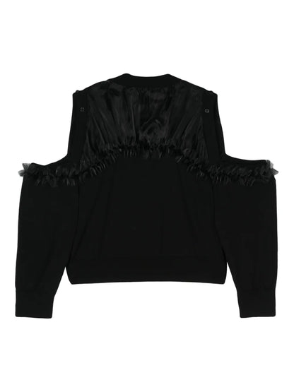 Ruffle-Detail Wool Cardigan