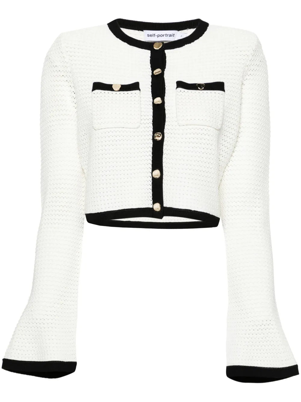 Pointelle-Knit Cropped Cardigan