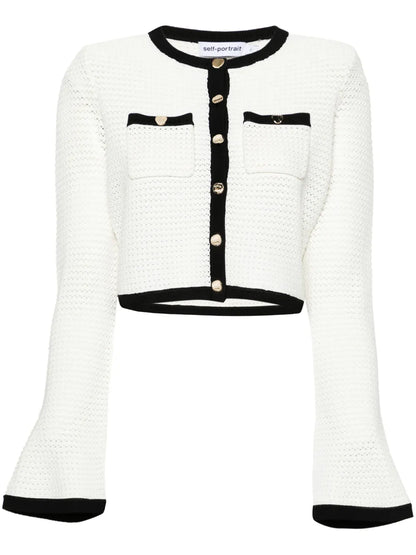 Pointelle-Knit Cropped Cardigan