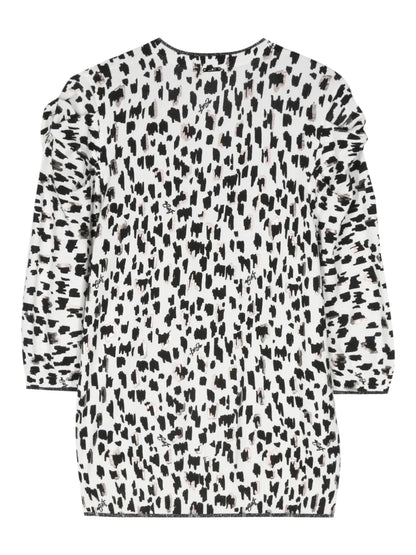Animal-Print V-Neck Knit Top