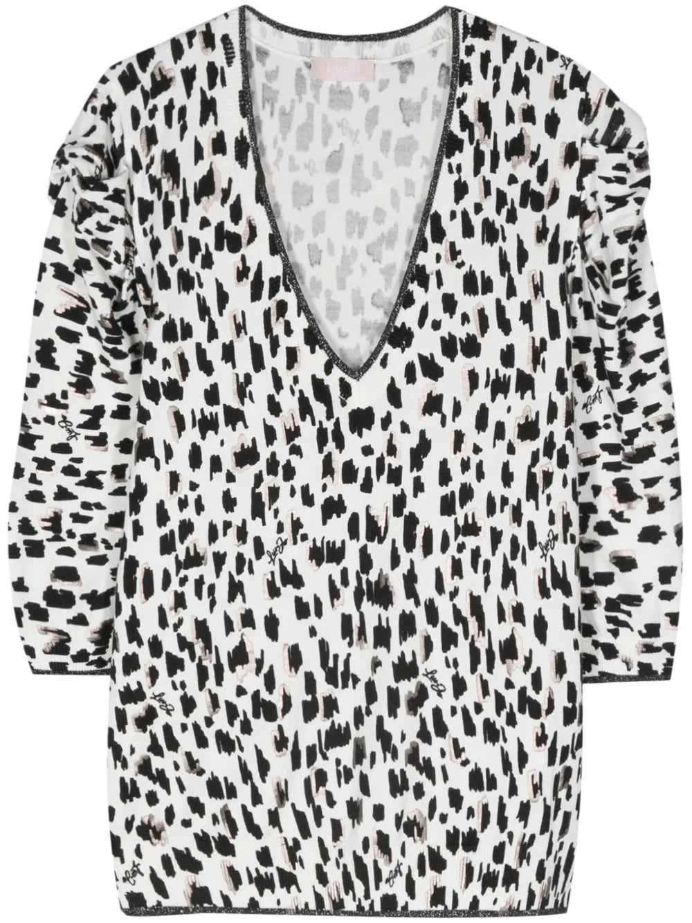 Animal-Print V-Neck Knit Top