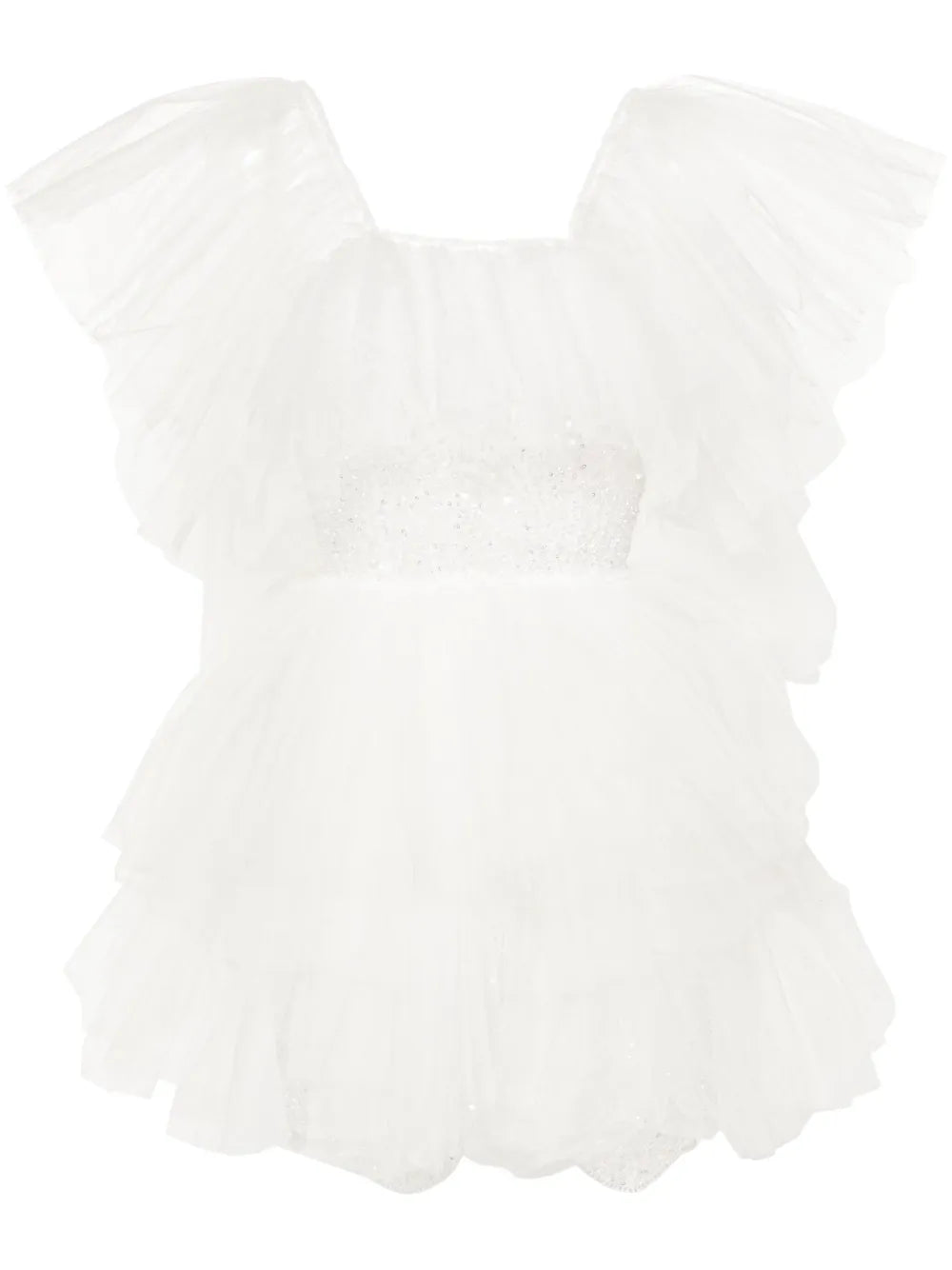 Floral-Embroidered Tulle Minidress