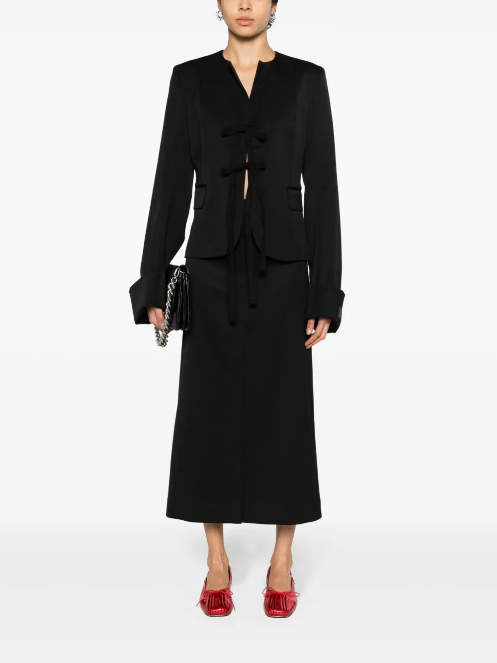 Tie-Fastening Crepe Blazer