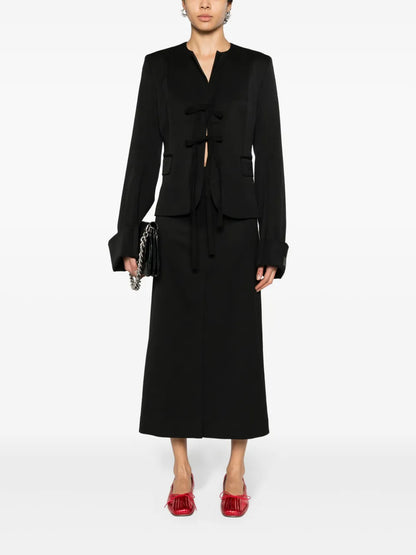Tie-Fastening Crepe Blazer