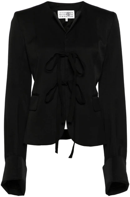 Tie-Fastening Crepe Blazer
