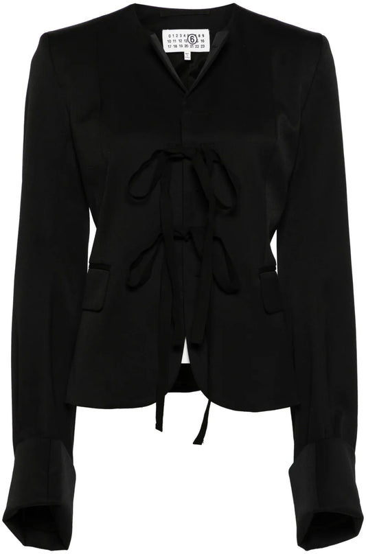 Tie-Fastening Crepe Blazer