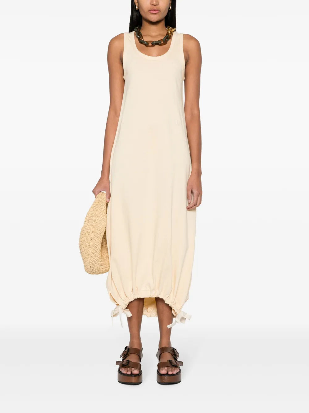 Monogram-Embroidery Jersey Maxi Dress