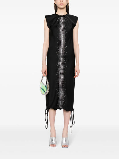 Rhinestone-Embellished Midi Dress