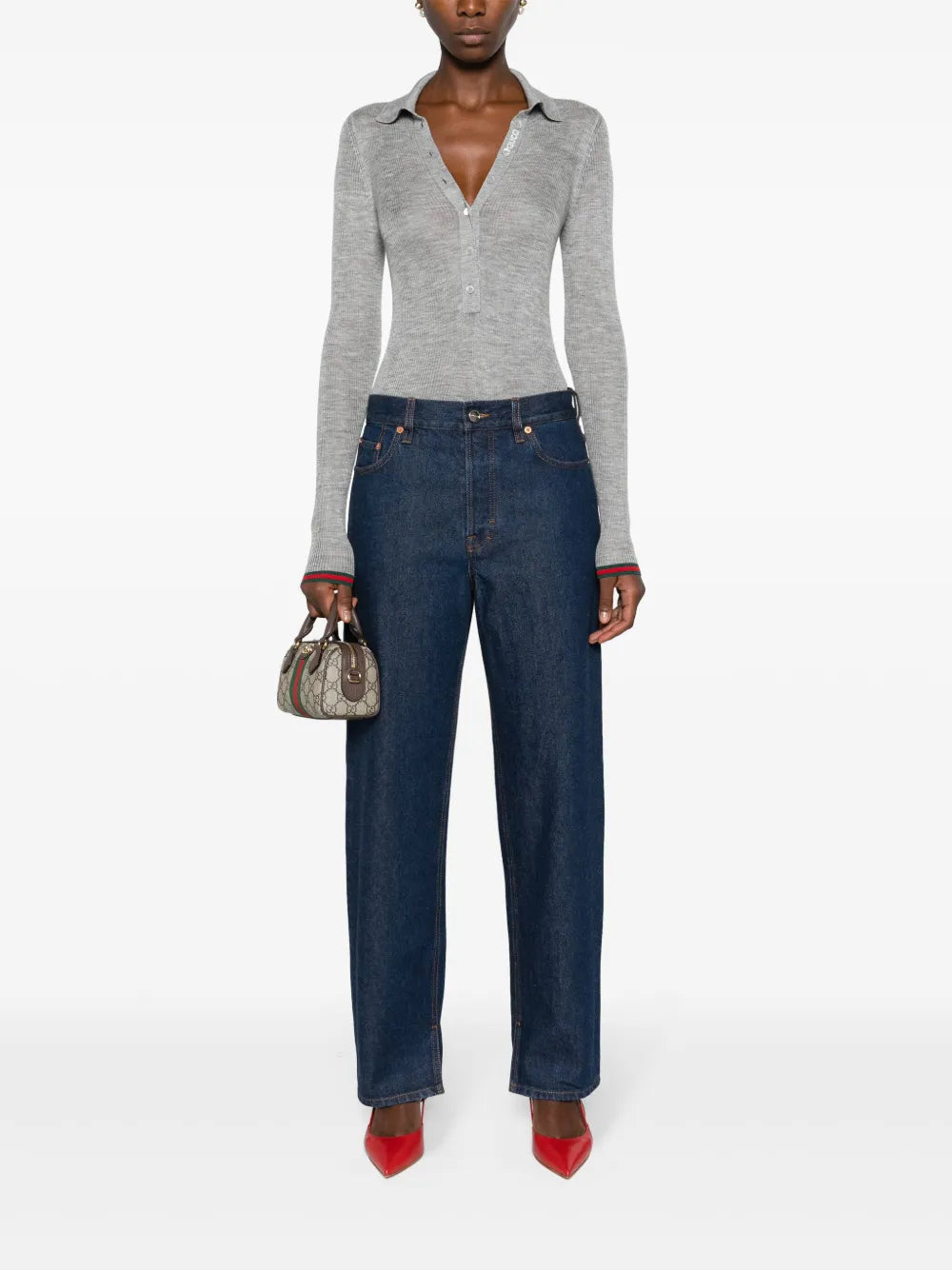 Tapered-Leg Cotton Jeans