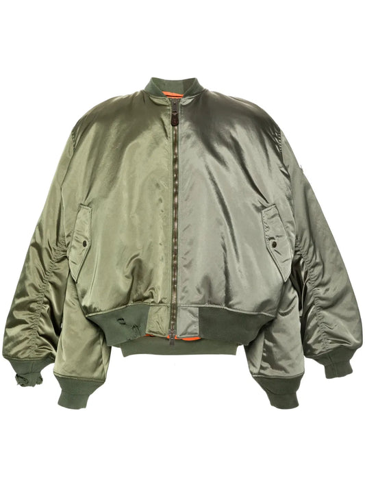 Double-Sleeve Satin Bomber Jacket