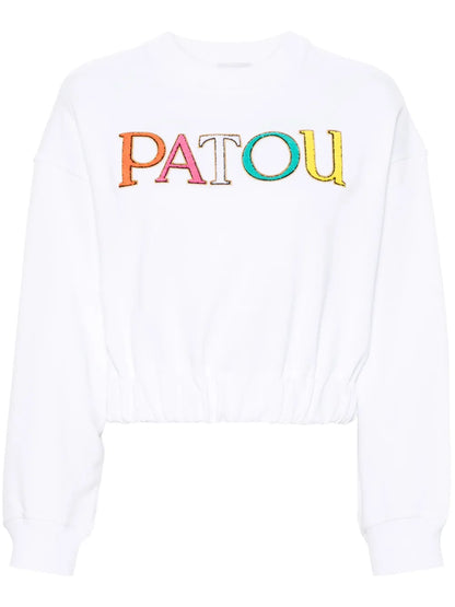 Flocked-Logo Cropped Sweatshirt