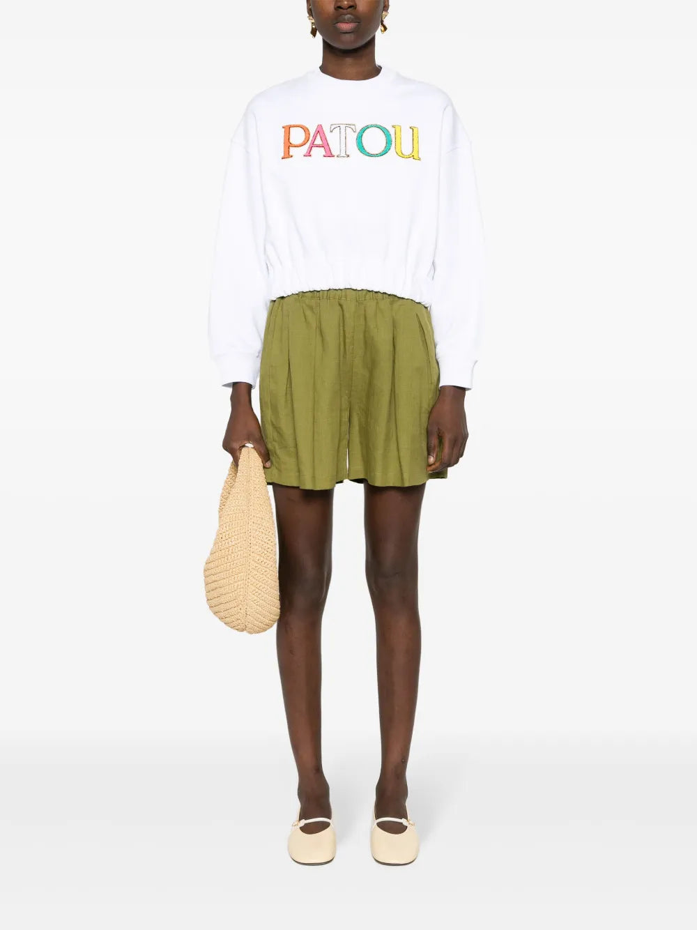 Flocked-Logo Cropped Sweatshirt