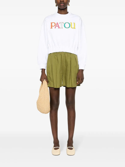 Flocked-Logo Cropped Sweatshirt