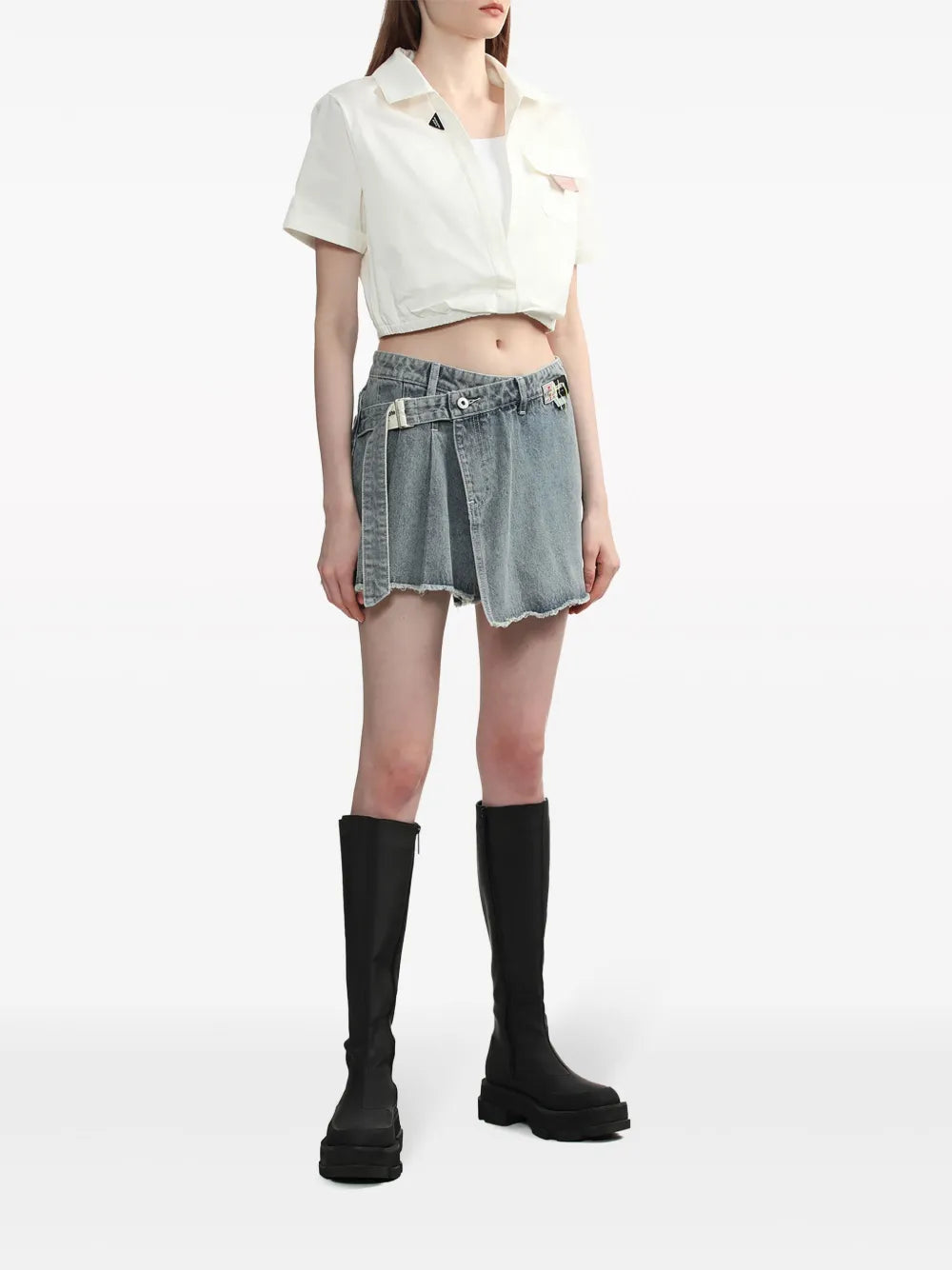 Wrap-Design Denim Skort