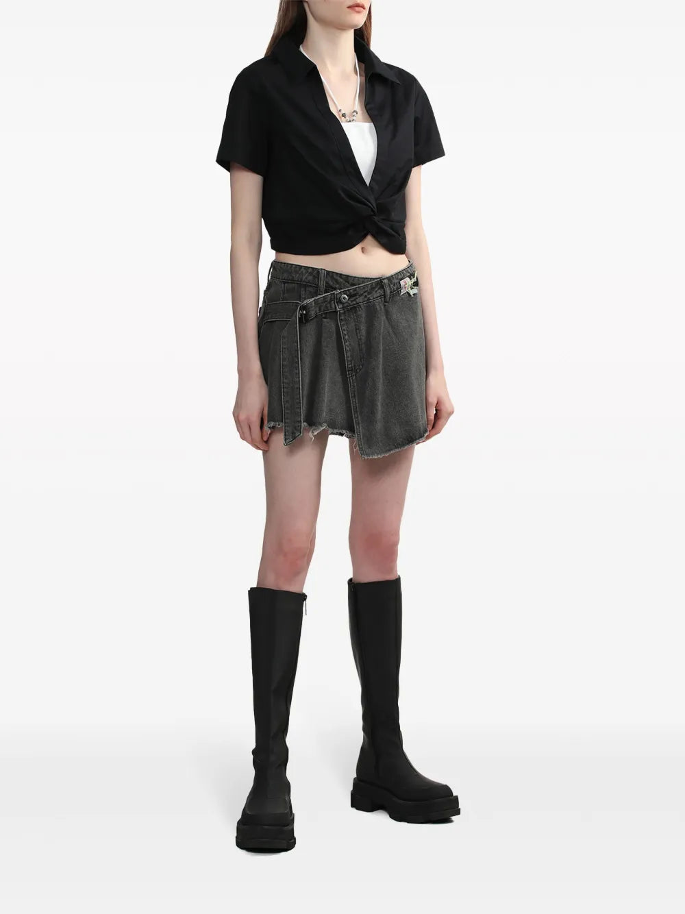 Wrap Denim Shorts