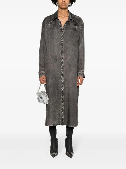 Denim-Print Twill Shirtdress