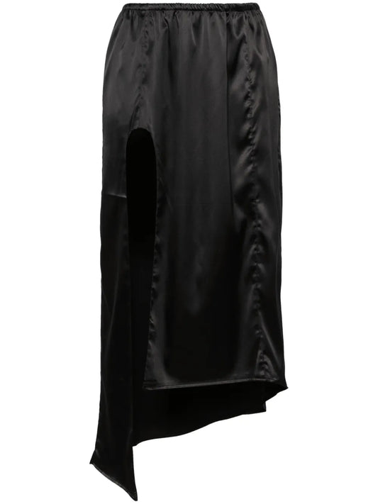 Asymmetric Satin Slip Skirt