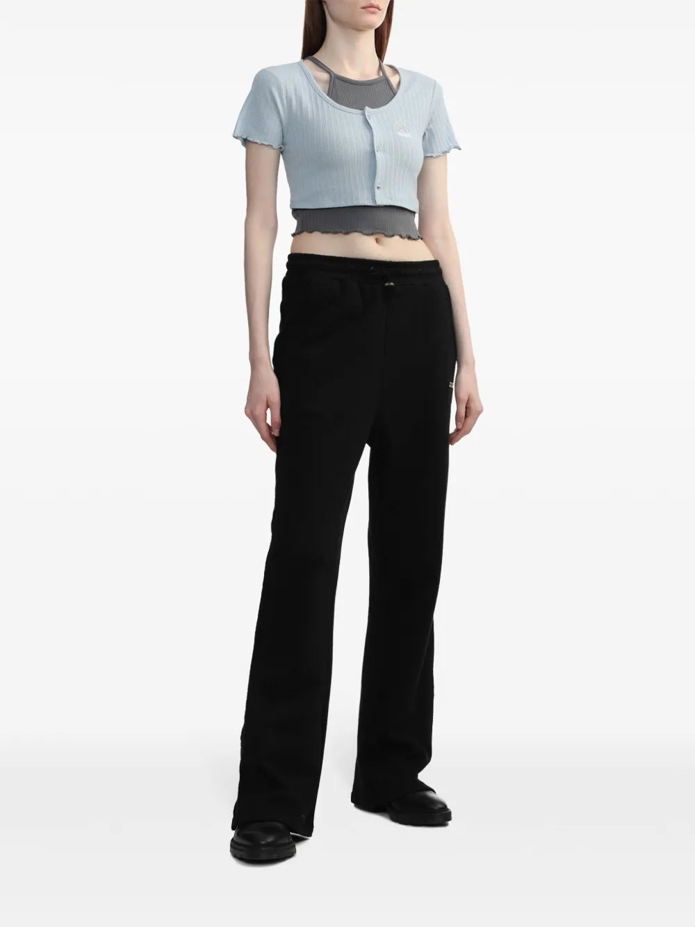 Layered Ribbed-Knit Top