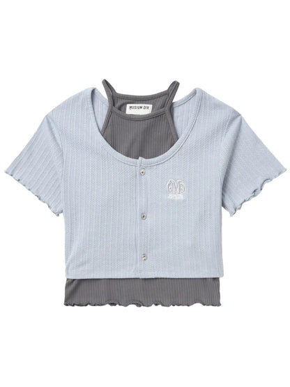 Layered Ribbed-Knit Top