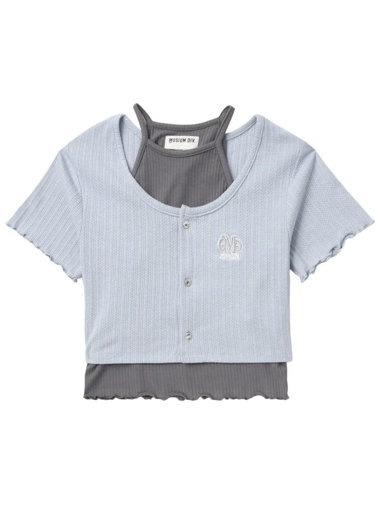 Layered Ribbed-Knit Top