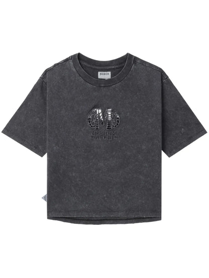 Cut-Out Cotton Cropped T-Shirt