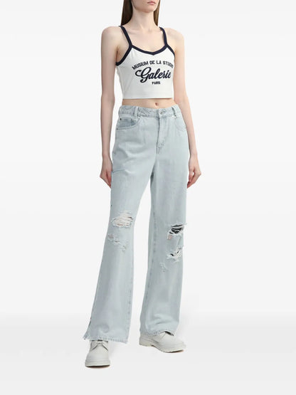 Logo-Embroidered Cropped Tank Top