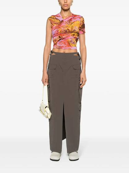 Abstract-Print Asymmetric Blouse