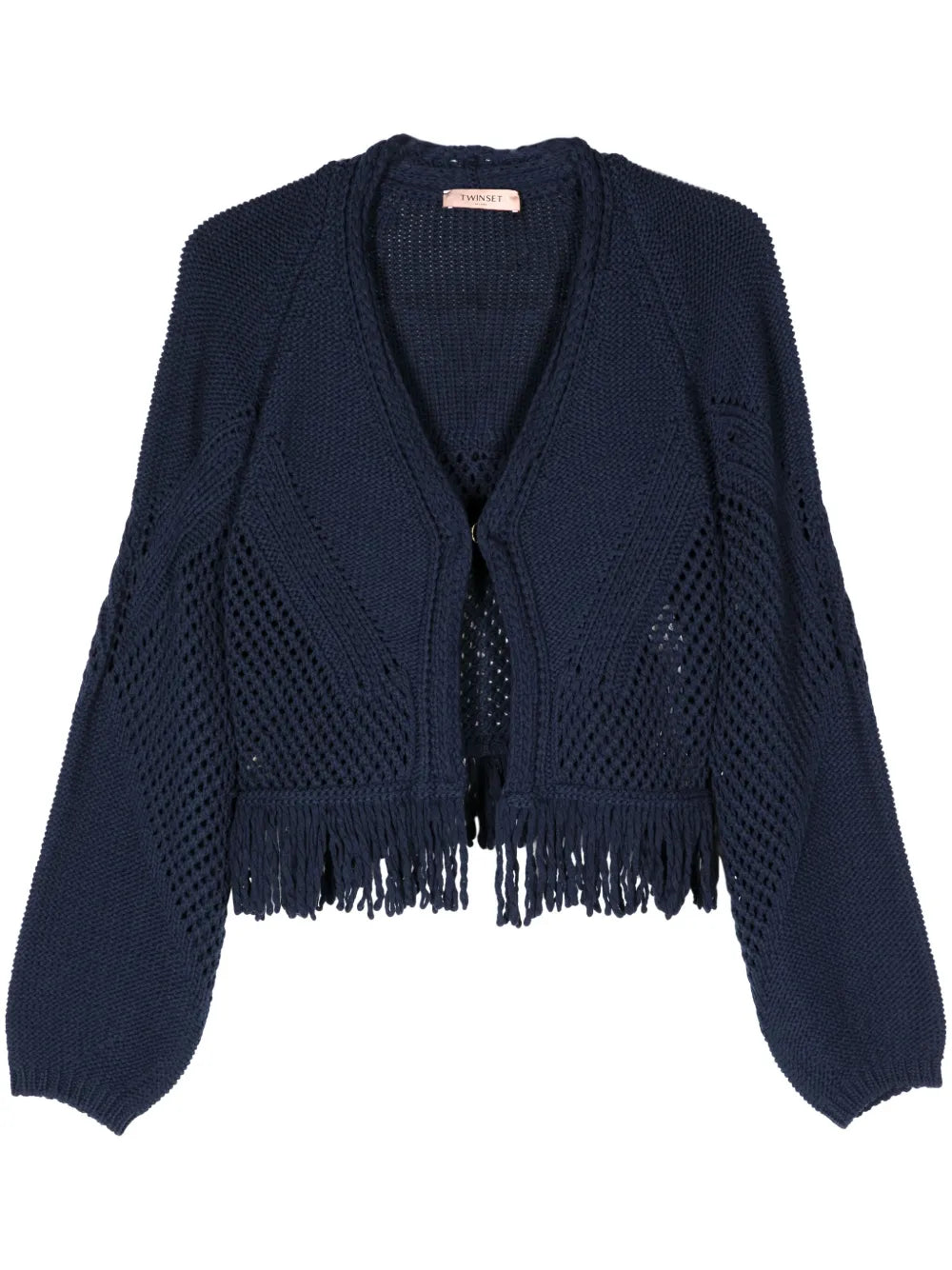 Fringed Open-Knit Cardigan