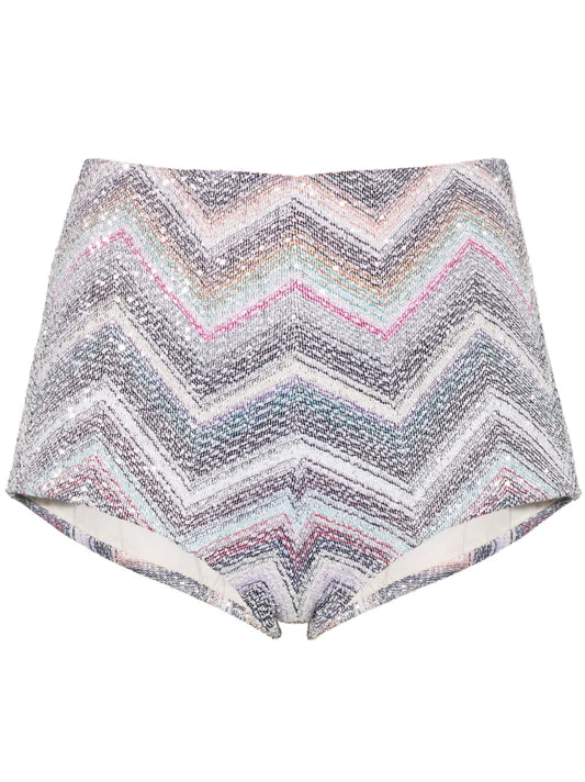 Sequined Zigzag Mini Shorts