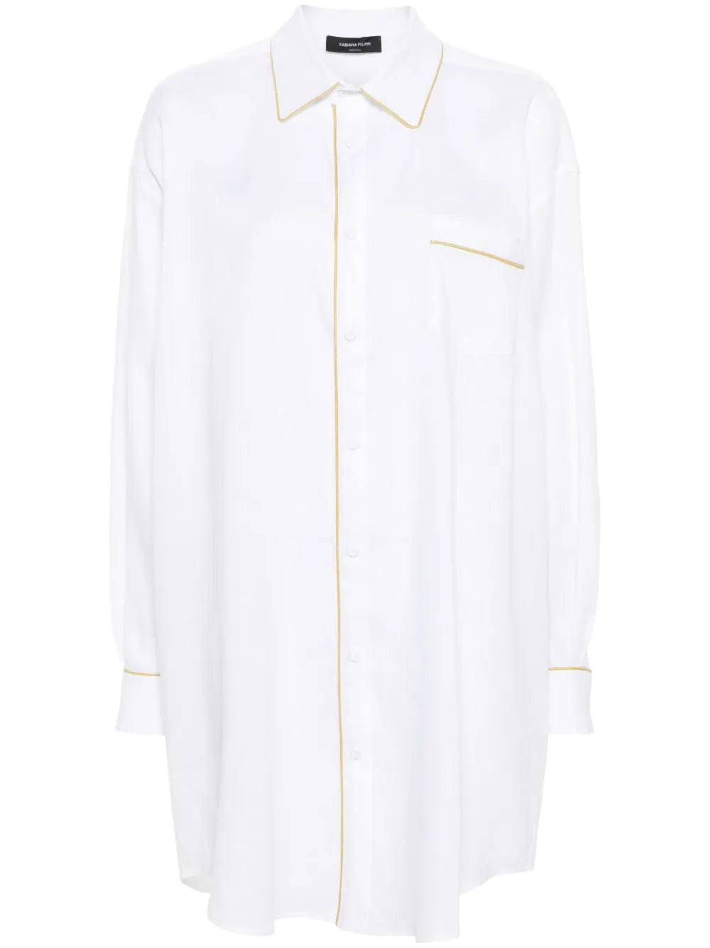 Contrast-Trim Linen Shirt
