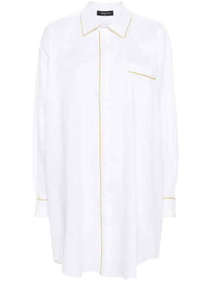 Contrast-Trim Linen Shirt
