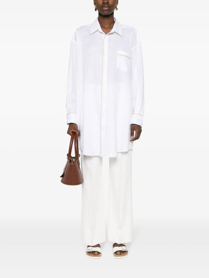 Contrast-Trim Linen Shirt