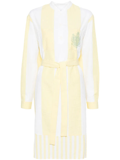 Belted Seersucker Midi Dress