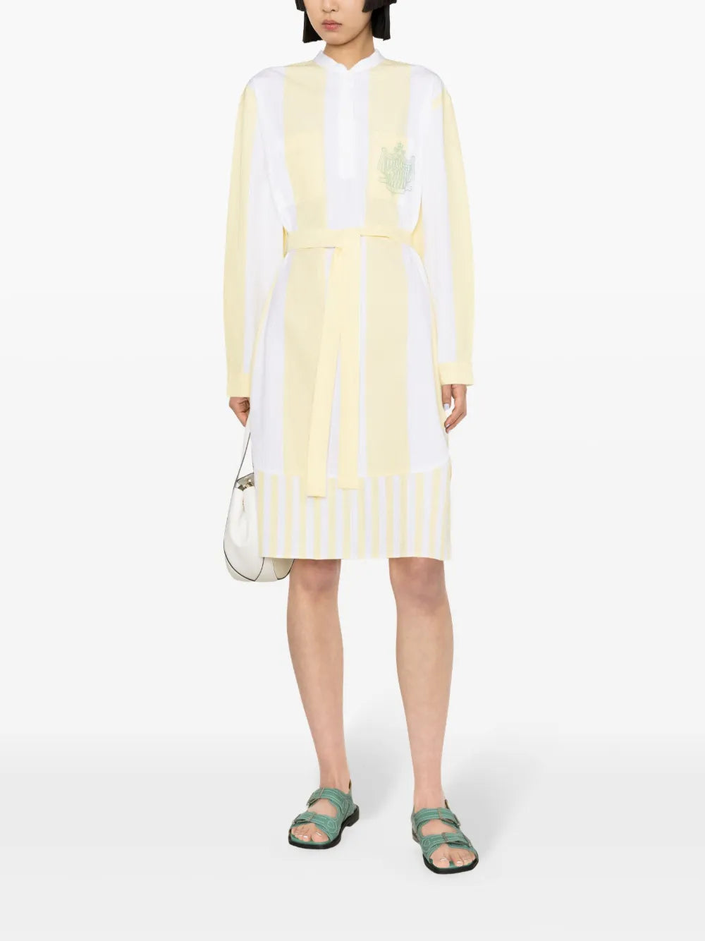 Belted Seersucker Midi Dress