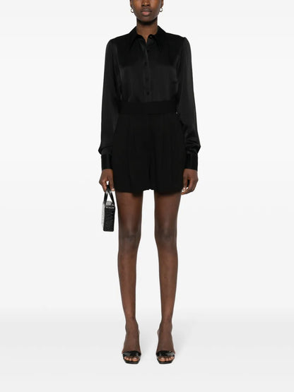 Pleated High-Waist Tailored Shorts