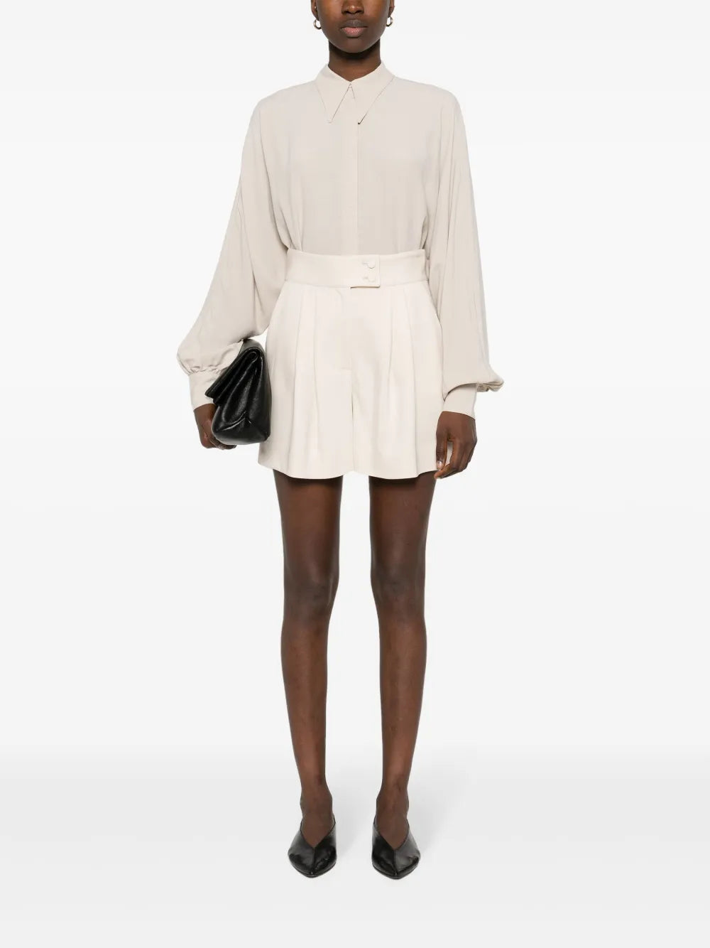 Pleated High-Waist Tailored Shorts