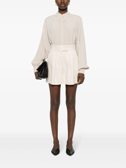 Pleated High-Waist Tailored Shorts