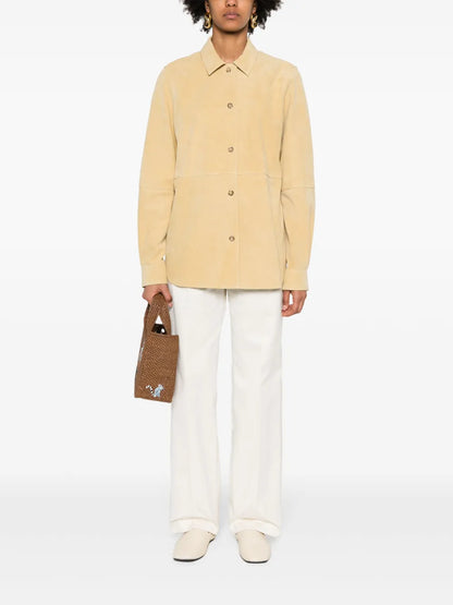 Long-Sleeved Suede Shirt