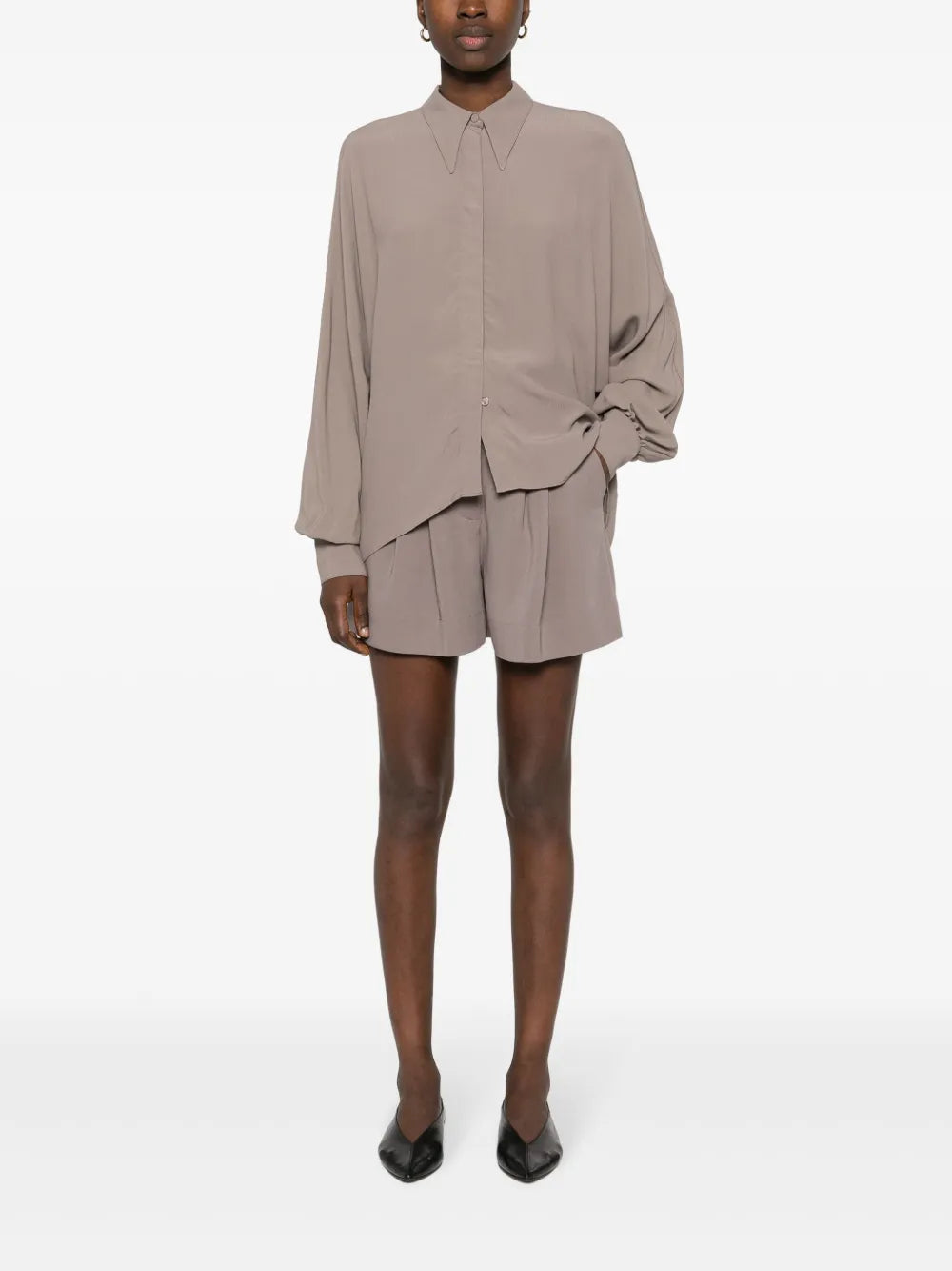 Batwing-Style Crepe Shirt