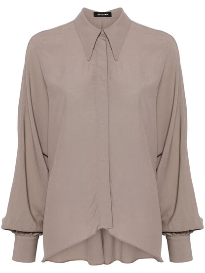 Batwing-Style Crepe Shirt