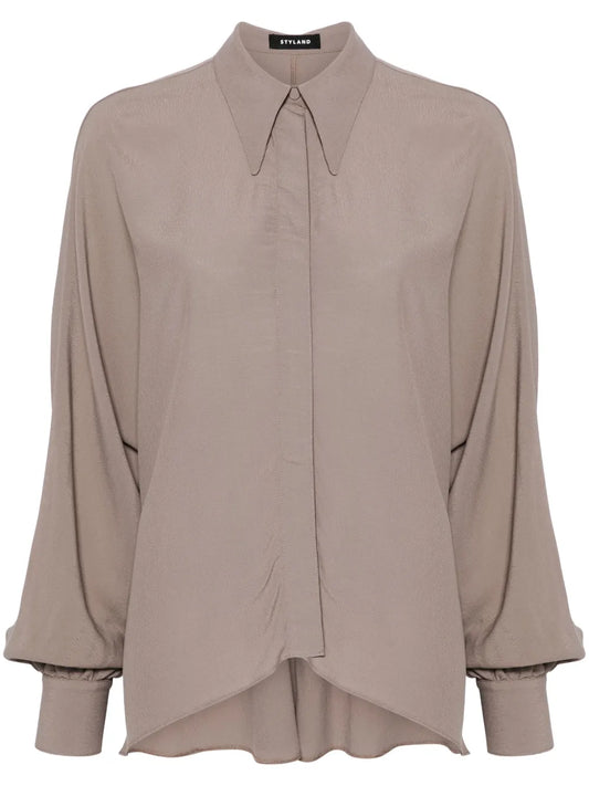 Batwing-Style Crepe Shirt