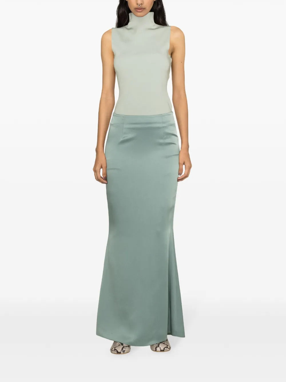 Satin Godet Maxi Skirt
