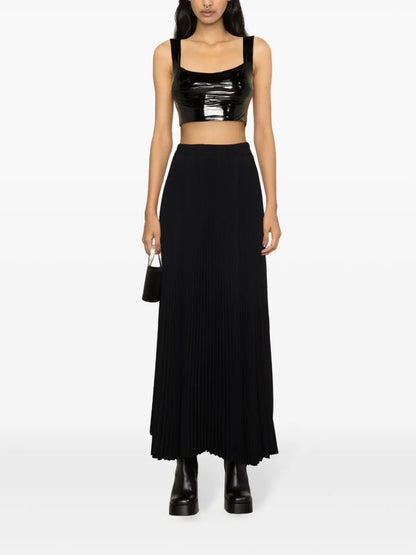 High-Waist Pleated Midi Skirt