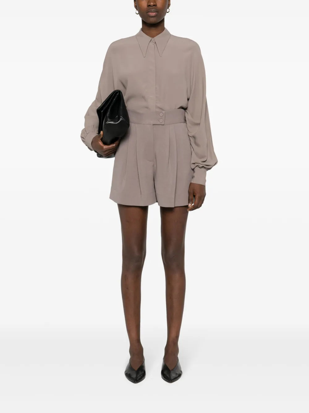 Pleated High-Waist Tailored Shorts