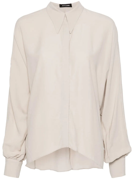 Batwing-Style Crepe Shirt