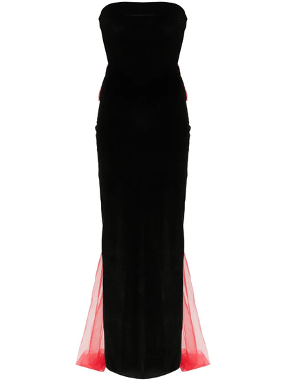 Bow-Detail Velvet Gown